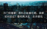 冷门但重要：黑料正能量往期，录屏如何验证？看完再决定｜反诈避坑