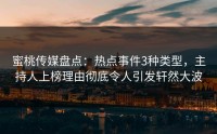 蜜桃传媒盘点：热点事件3种类型，主持人上榜理由彻底令人引发轩然大波