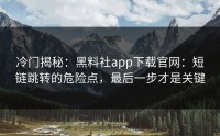 冷门揭秘：黑料社app下载官网：短链跳转的危险点，最后一步才是关键