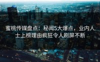 蜜桃传媒盘点：秘闻5大爆点，业内人士上榜理由疯狂令人刷屏不断