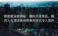 微密圈深度揭秘：爆料风波背后，圈内人在酒店房间的角色罕见令人意外