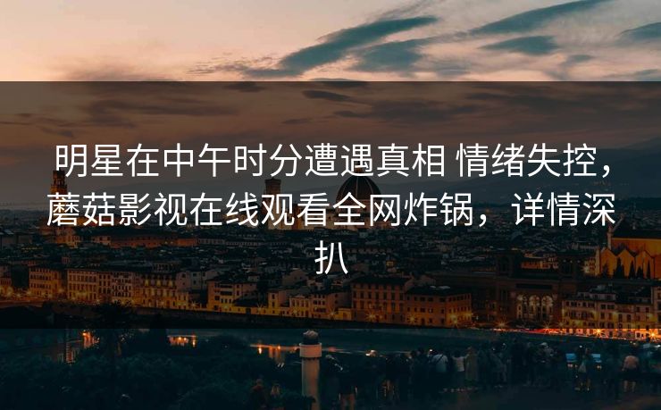 明星在中午时分遭遇真相 情绪失控，蘑菇影视在线观看全网炸锅，详情深扒